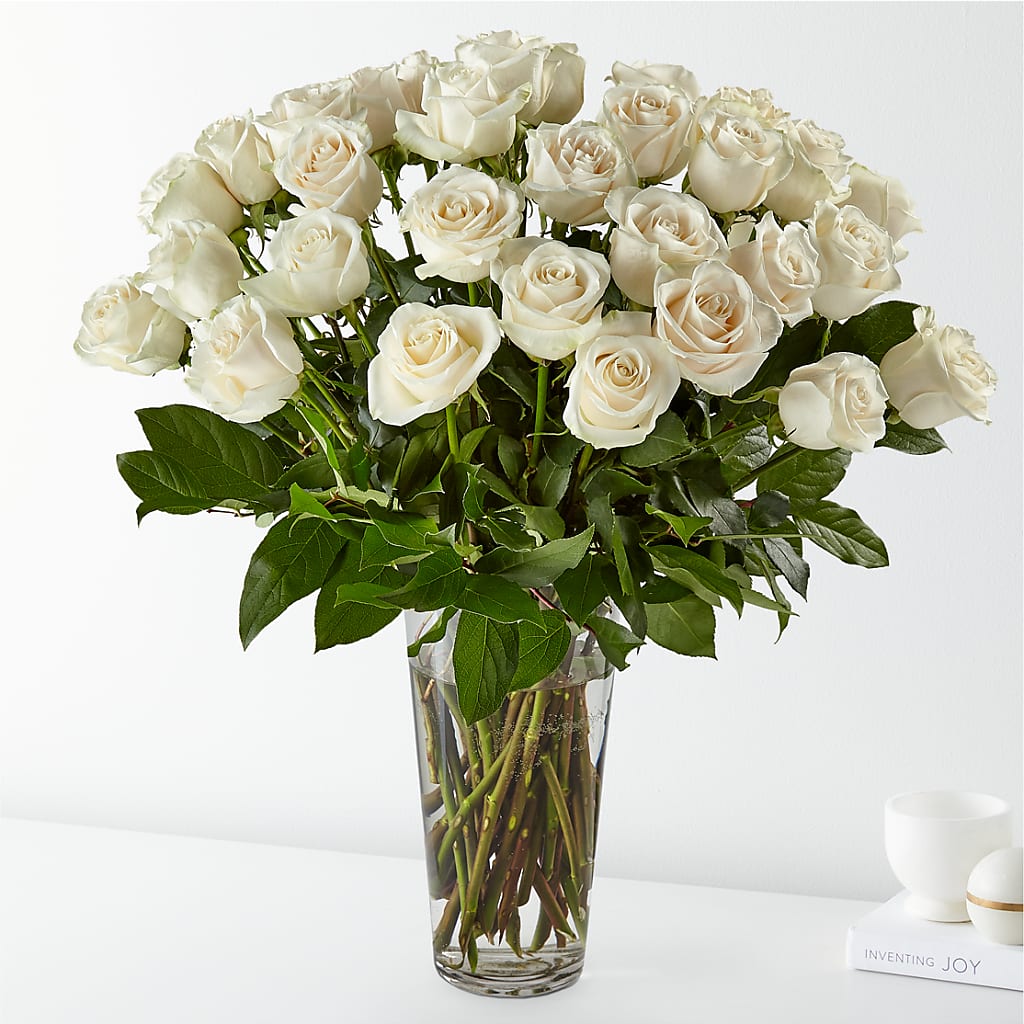 Long Stem White Rose Bouquet – BLOOM & BLOSSOM NORTH RALEIGH, Cary NC
