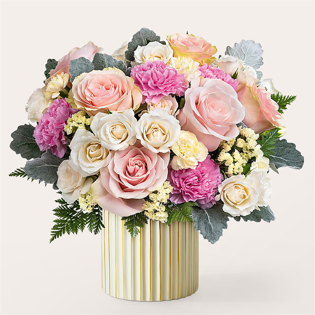 Blissful Moments Bouquet with Ivory Vase – BLOOM & BLOSSOM NORTH RALEIGH, Cary NC