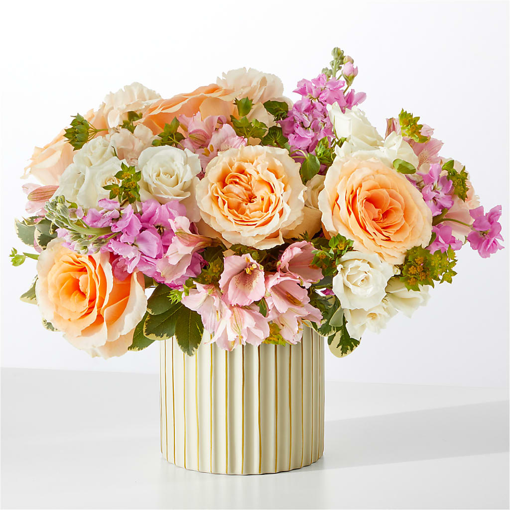 Paradise Bouquet with Ivory Vase – BLOOM & BLOSSOM NORTH RALEIGH, Cary NC