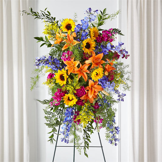 Sunlit Memories Standing Spray (Standard) – BLOOM & BLOSSOM NORTH RALEIGH, Cary NC