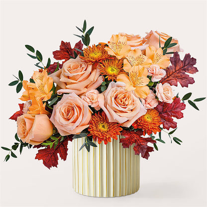 Spiced Latte Bouquet with Ivory Vase – BLOOM & BLOSSOM NORTH RALEIGH, Cary NC